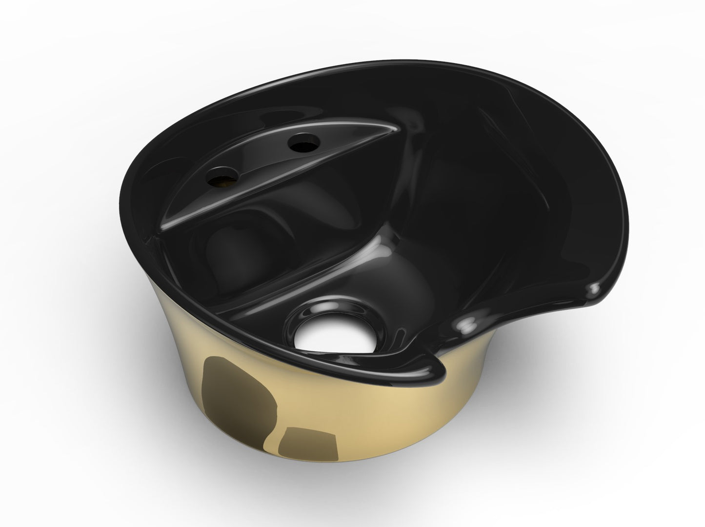 Black Ceramic Hairdresser Sink Gold Plated - Luxury Washing Sink